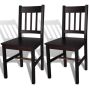 vidaXL Трапезни столове, 2 бр, тъмнокафяви, борова дървесина（SKU:241516