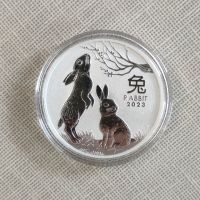 1 тройунция Сребърна Монета Австралийски Лунар Заек 2023, снимка 6 - Нумизматика и бонистика - 45507005