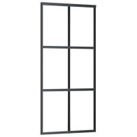 vidaXL Плъзгаща врата, ESG стъкло и алуминий, 90x205 см, черна（SKU:151009, снимка 1 - Други - 45312595