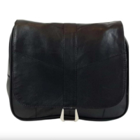 Черна стилна дамска чанта от естествена кожа с капак - Elis, снимка 3 - Чанти - 45005397
