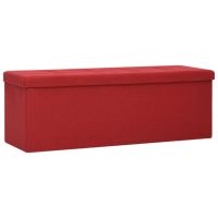 Сгъваема пейка за съхранение, виненочервена, изкуствен лен, снимка 6 - Дивани и мека мебел - 45407889
