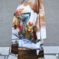 5XL Нова блузка с графичен принт(Лиса) , снимка 6 - Тениски - 45064274