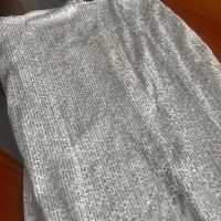 Дамска сребърна пола с пайети, снимка 2 - Поли - 45401986