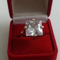 сребърен пръстен с голям квадратен циркон, снимка 6 - Антикварни и старинни предмети - 17304660