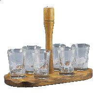 Комплект от 6 чаши за ракия с поднос Fritzmann, снимка 1 - Колекции - 45321205