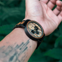 Дървен часовник с хронограф - Shanghai (005), снимка 2 - Луксозни - 44988720