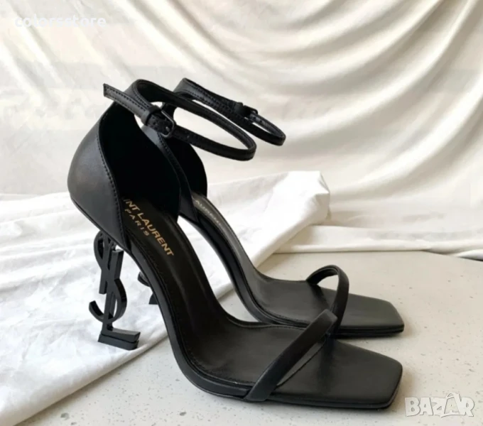 Сандали на ток - черна кожа с черен ток - S-Y1L

, снимка 1