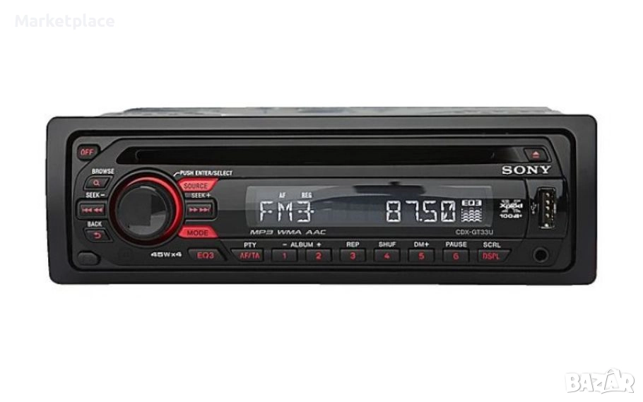 Авторадио CD/MP3 Sony CDX‑GT33U с USB-AUX, снимка 1