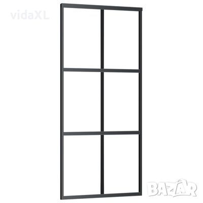 vidaXL Плъзгаща врата, ESG стъкло и алуминий, 90x205 см, черна（SKU:151009, снимка 1