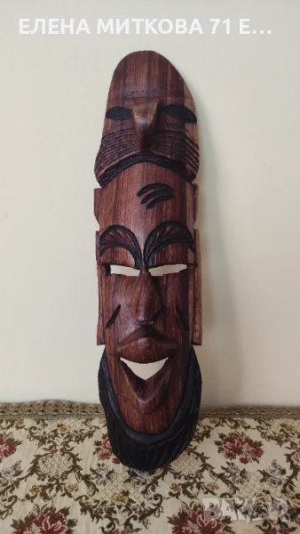 Маска за закачане на стена изработена от екзотично дърво, снимка 1