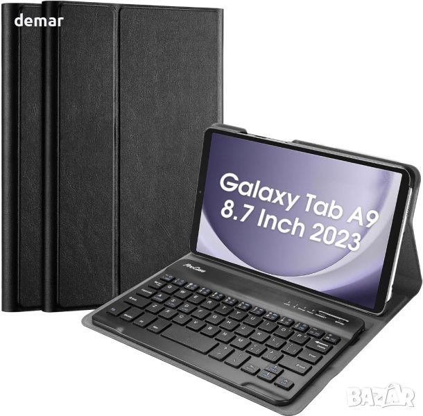 Калъф с клавиатура ProCase за Galaxy Tab A9 8,7 инча 2023 г., SM-X110/X115/X117- черен, снимка 1