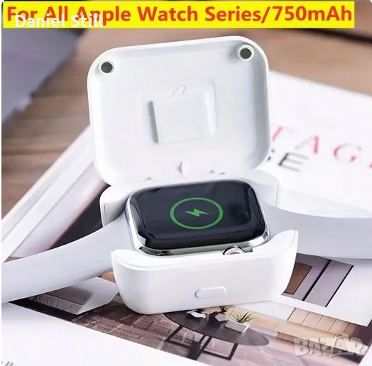 Оригинална преносима станция за зареждане Apple Watch 1-9 SE Dock Adapter 750mAh Power Bank, снимка 1