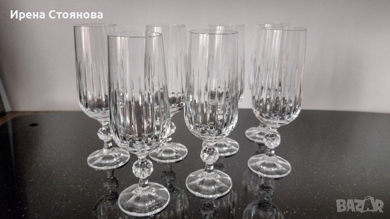 Комплект от 6 кристални чаши за бяло вино/шампанско. , снимка 1