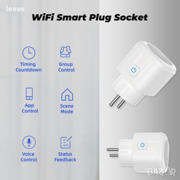 Wi-Fi Smart контакти Tuya и eWeLink. 16A и 20А. Българско упътване, снимка 1