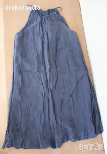 Синя копринена туника / рокля - S, снимка 1