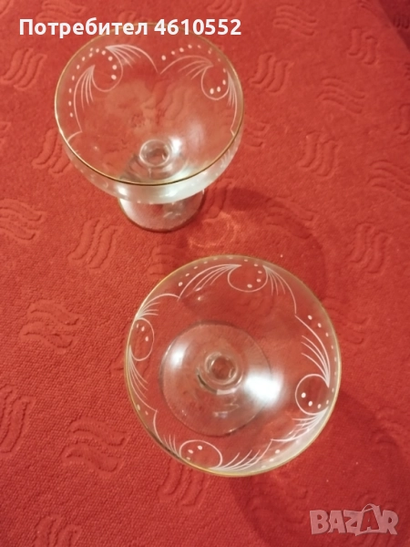 Стъклени чаши за шампанско с орнаменти , снимка 1