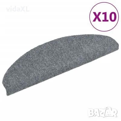 vidaXL Самозалепващи стелки за стъпала, 10 бр, светлосиви, 65x21x4 см（SKU:149705）, снимка 1