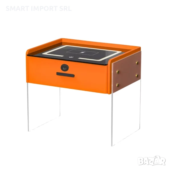 Интелигентно нощно шкафче Smart Heater, безжично зареждане, Led осветление, оранжев, снимка 1