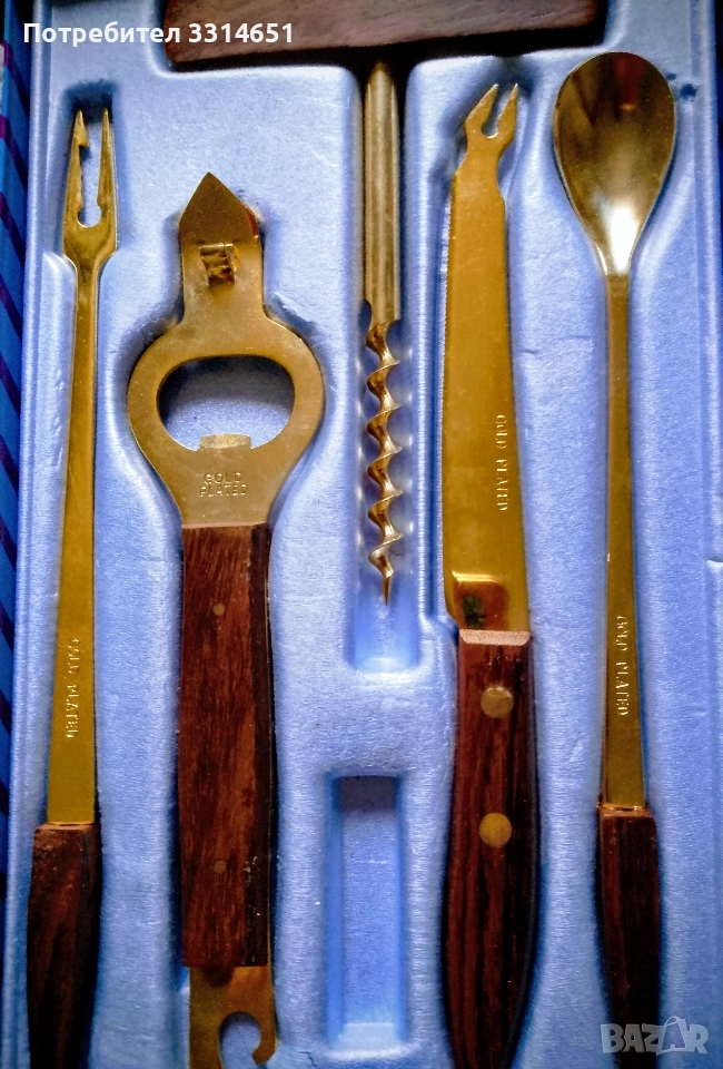 Ретро Винтидж комплект бар позлатени прибори , снимка 1