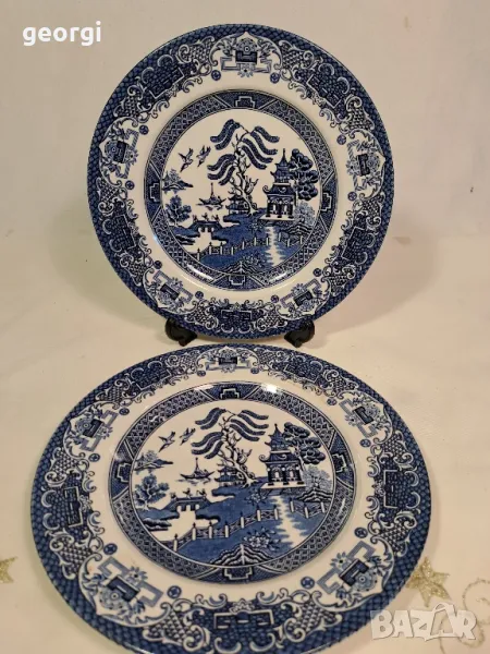 две чинии английски порцелан Old Willow   25/2, снимка 1