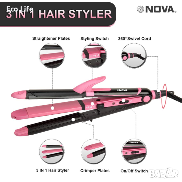 Преса  Nova NHS 897 3 in 1 Hair Straightener & Styler, снимка 1