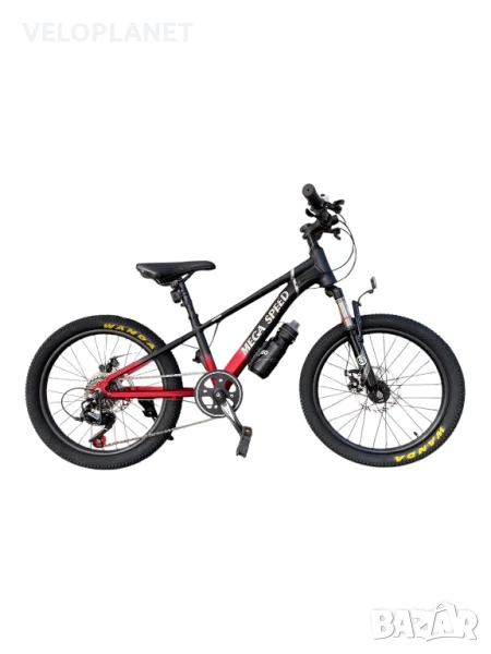 Детски алуминиев велосипед MEGA SPEED 20 цола черно с червено, снимка 1