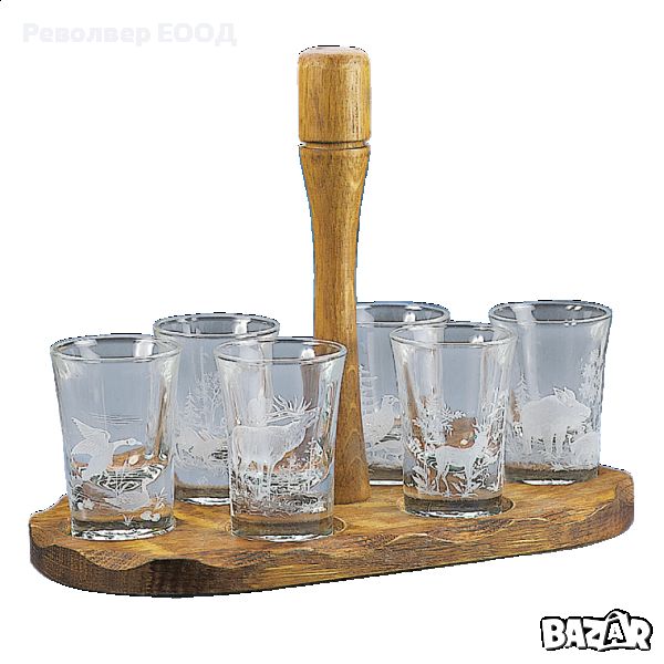 Комплект от 6 чаши за ракия с поднос Fritzmann, снимка 1