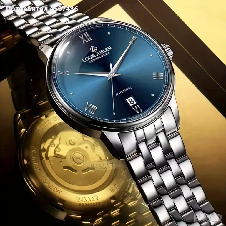 LOUIE JUELEN Дизайнерски,винтидж автоматичен,механичен часовник,21 камъка,Резерва мощност:48 часа, снимка 1