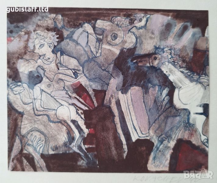 Картина,композиция, худ. Георги Ковачев-Гришата, 1990 г. - 5, снимка 1