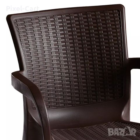 Удобен градински стол от полипропилен - Кафяв, снимка 1 - Столове - 46461272