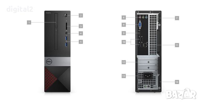 DELL Vostro D13S Desktop, Core i3 8th Gen, 8 GB,SSD 256 + 1 TB HDD 24м Гаранция, снимка 2 - Работни компютри - 46685188