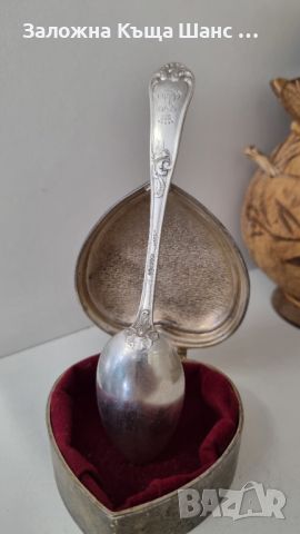 Сребърна лъжичка от 19 век 800 проба , снимка 2 - Антикварни и старинни предмети - 45893715