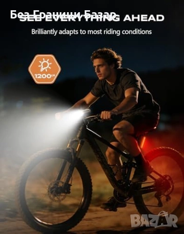 Нов LED комплект за велосипед 1200 лумена 3+5 режима USB-C водоустойчив, снимка 3 - Аксесоари за велосипеди - 53680686