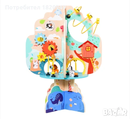 Дървена игра с 8 различни активности - дърво MoniToys, снимка 5 - Образователни игри - 53950676