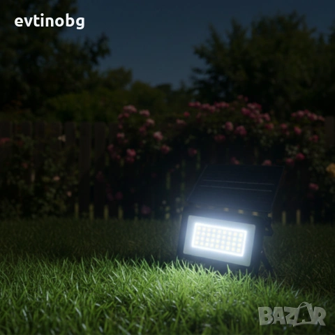 Соларна лампа COBA CB-LD180 (126 LED) —  мощен външен прожектор със сензор за здрач, IP67, снимка 3 - Прожектори - 53787791