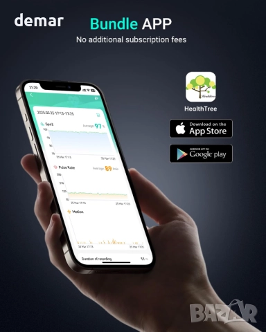 HOLFENRY Bluetooth монитор за SpO2, пулс и перфузионен индекс, снимка 5 - Друга електроника - 51735184