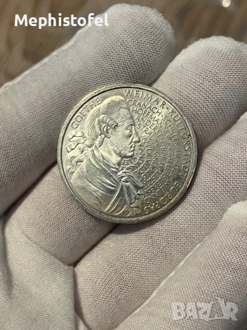 10 марки 1999 г, 250 г от рождението на Гьоте, Германия - сребърна монета