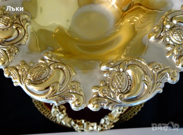Посребрена фруктиера,позлата,приказни барокови орнаменти. , снимка 9 - Антикварни и старинни предмети - 52817580