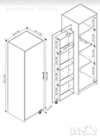 Шкаф с рафтове и колело, снимка 3 - Други - 52417492