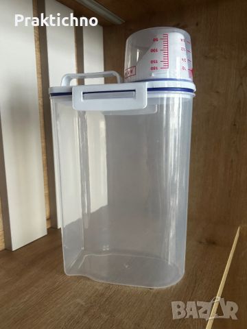 Kутия с мерителна чашка за съхранение на перилен препарат или зърнени култури 🧴🦴🌽🍚🥜🫘, снимка 9 - Кутии за храна - 45675184