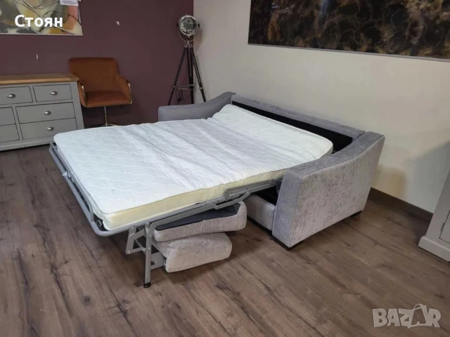 Сив диван от плат с функция сън "Myriad", снимка 12 - Дивани и мека мебел - 52010850