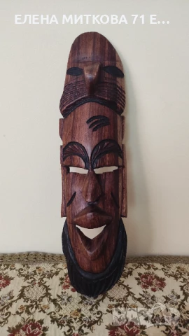 Маска за закачане на стена изработена от екзотично дърво, снимка 1