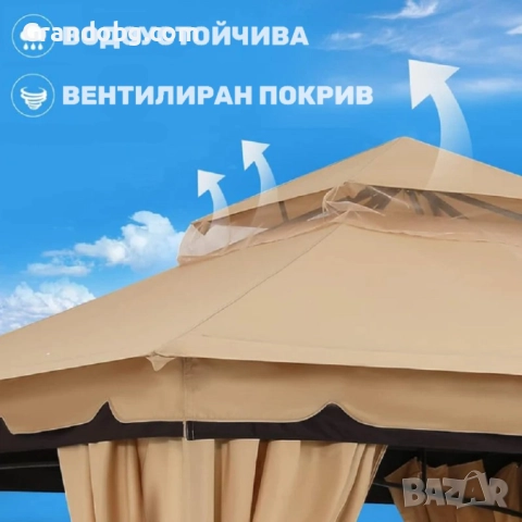 Луксозна Градинска Шатра с мрежа против насекоми 3.36x3.36 м, снимка 4 - Други - 52185098