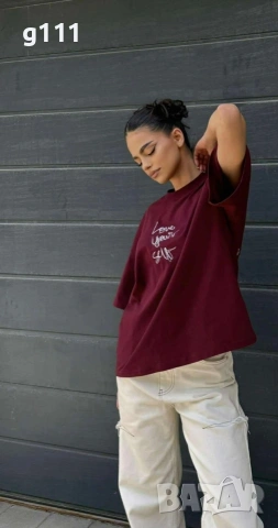 Тениска Karma в бордо и бяло, снимка 6 - Тениски - 53947629