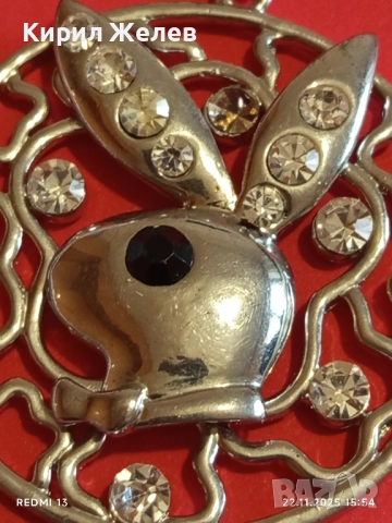 КРАСИВ ПОСРЕБРЕН МЕДАЛЬОН с ИНКРУСТИРАНИ ЦИРКОНИЙ с ЛОГОТО на ПЛЕЙБОЙ 26825, снимка 4 - Колиета, медальони, синджири - 52503473