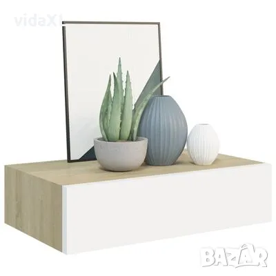 vidaXL Стенен рафт с чекмедже, дъб и бял, 40x23,5x10 см, МДФ(SKU:330249), снимка 3 - Други - 48678741