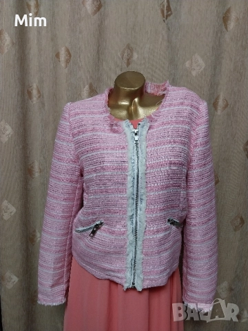 JAUNE ROUGE paris XL Розово сако с цип , снимка 4 - Сака - 51697537