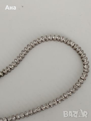 Красива сребърна гривна обсипана с циркони, снимка 3 - Гривни - 45932683