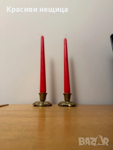 Чифт месингови свещници, снимка 8 - Други ценни предмети - 53062427