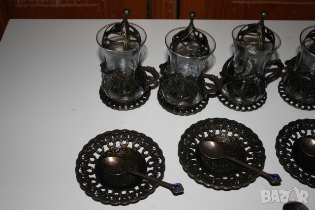 нов сервиз за турски чай Acar(чаши с табли-6бр,чин.-7бр,лъж-7бр)=30лв от Банско, снимка 8 - Чаши - 50969879